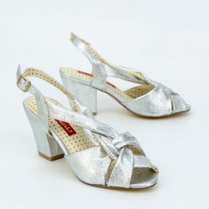 Baits Footwear Silver Knotted Art Deco Inspired Sandal Heels